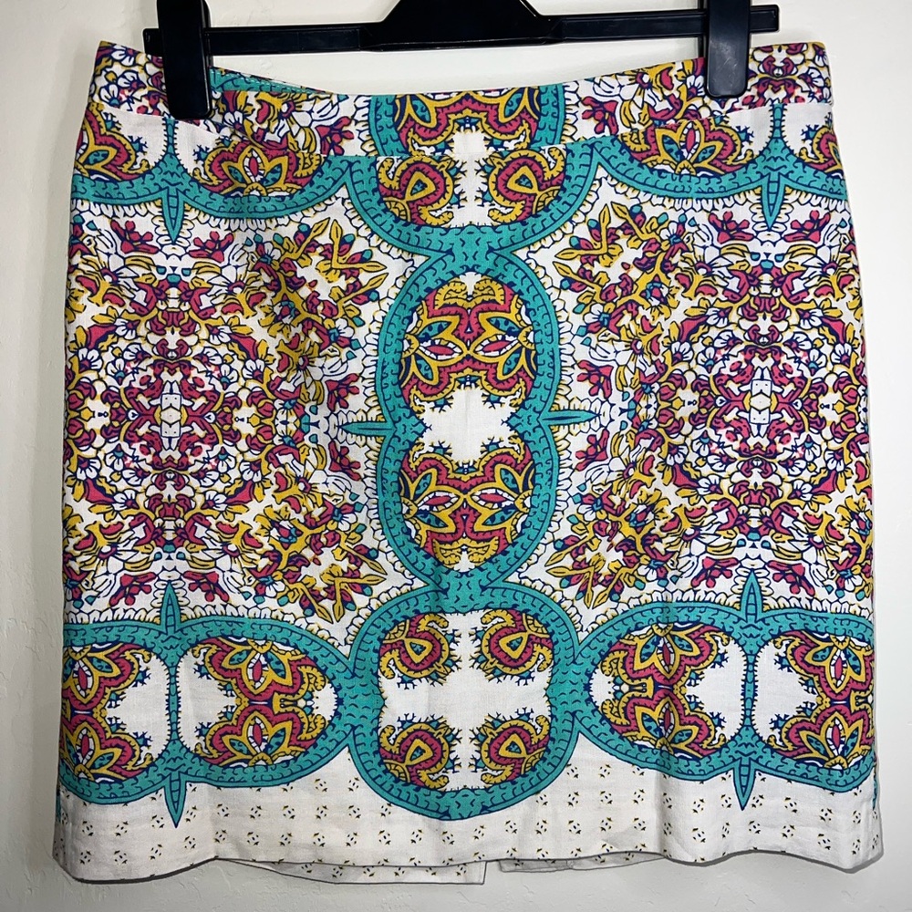 Lucy & Laurel‎ Multicolor Patterned linen and cotton Mini Skirt 12